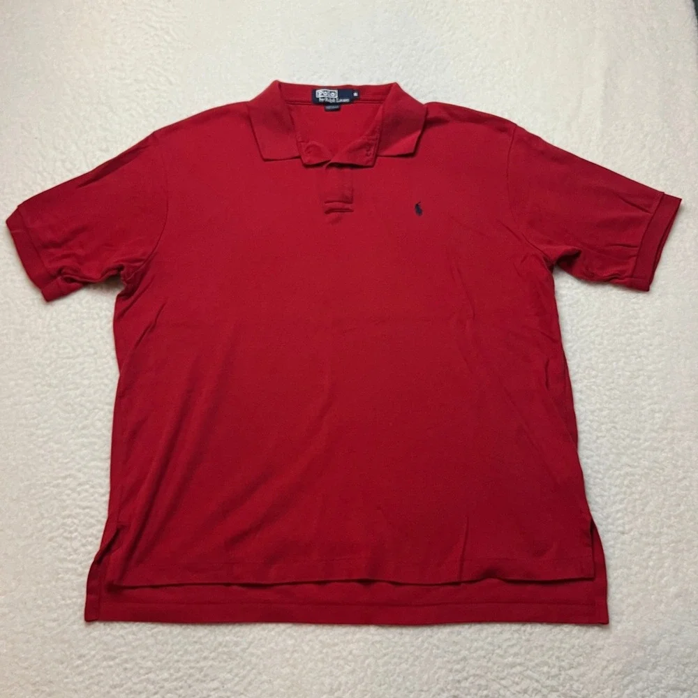 Polo Ralph Lauren Polo Shirt Mens XL Red Short Sleeve Made in USA Cotton Pique